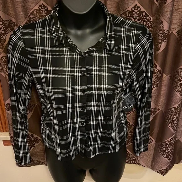 Tops | Plaid Sheer Top | Poshmark